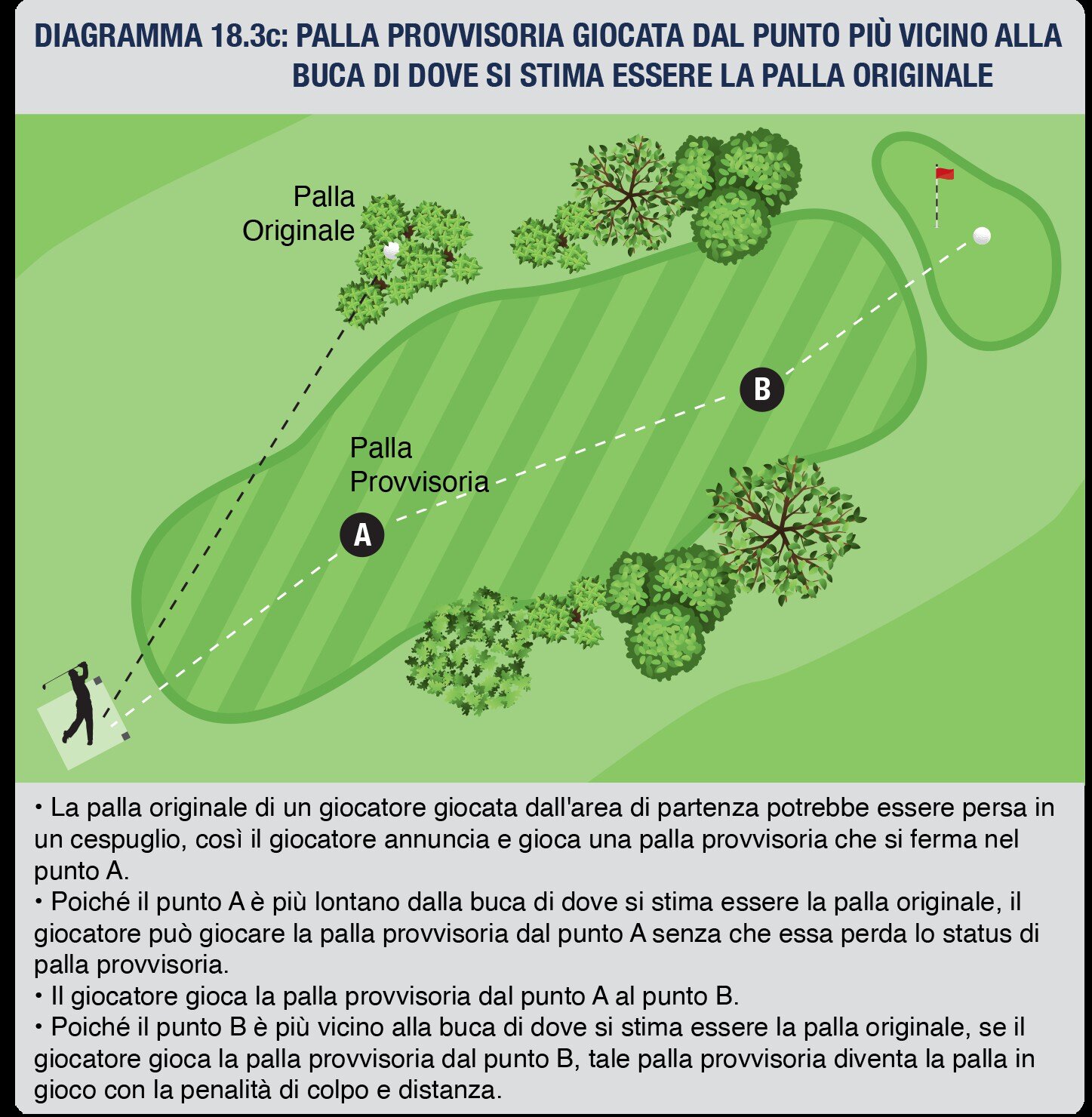 Palla provvisoria giocata dal punto piu vicino alla buca di dove si stima essere la palla originale.